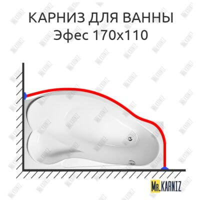 Карниз для ванны Eurolux Эфес 170х110 Усиленный 25 мм MrKARNIZ