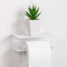 Держатель для туалетной бумаги и освежителя с полочкой настенный металлический Белый 16x11x6 фото 5