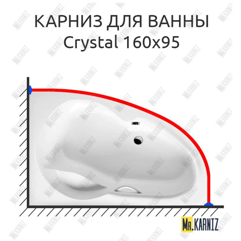 Карниз для ванны Excellent Crystal 160х95 (Усиленный 25 мм) MrKARNIZ