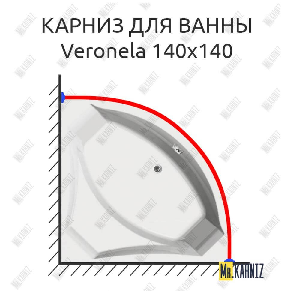 Карниз для ванны Vagnerplast Veronela 140х140 (Усиленный 25 мм) MrKARNIZ