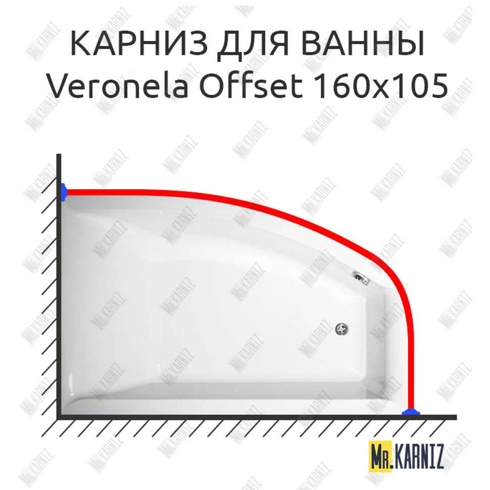 Карниз для ванны Vagnerplast Veronela Offset 160х105 (Усиленный 25 мм) MrKARNIZ