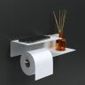 Держатель для туалетной бумаги и освежителя с полочкой настенный металлический Белый 30x11x7 Левый_2 фото 1