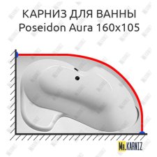 Карниз для ванны 1 MarKa Poseidon Aura 160х105 Усиленный 20 мм MrKARNIZ