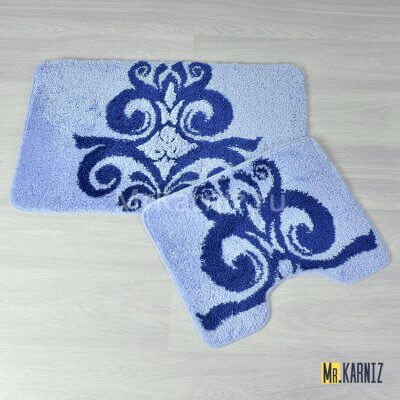 Комплект ковриков для ванной и туалета DAMASK синий