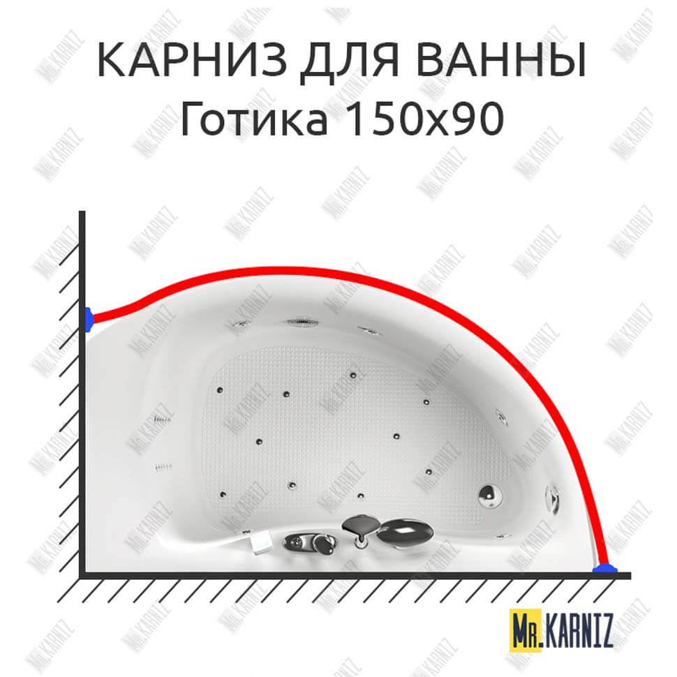 Карниз для ванны Aquatika Готика 150х90 (Усиленный 25 мм) MrKARNIZ