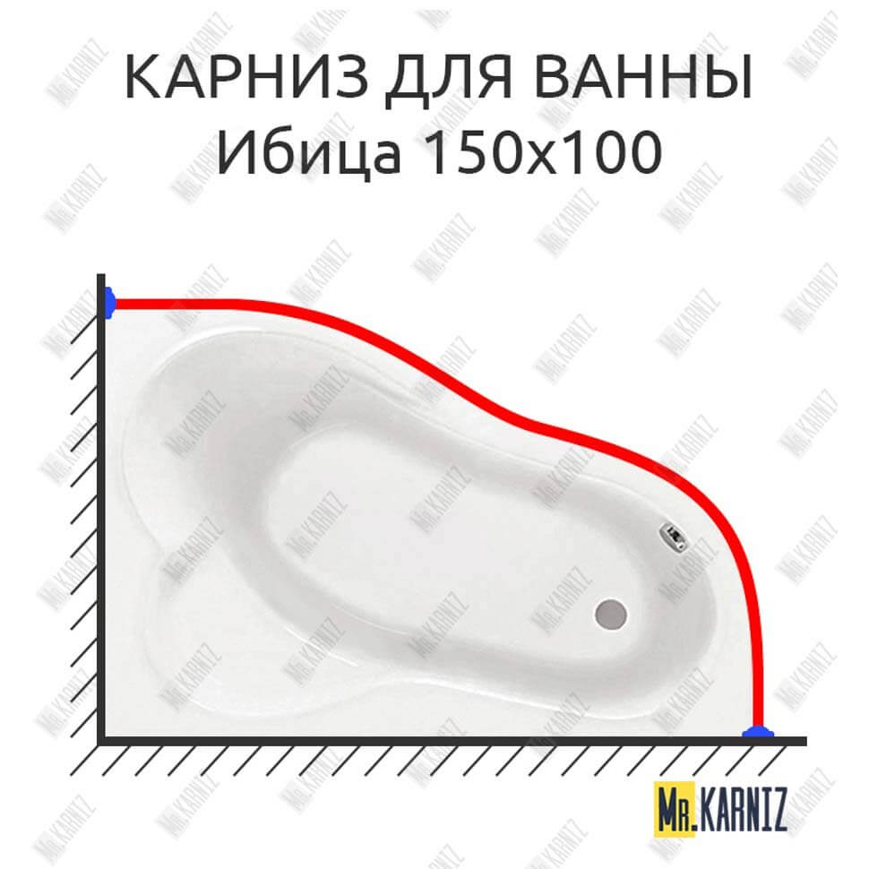 Карниз для ванны Santek Ибица 150х100 (Усиленный 25 мм) MrKARNIZ