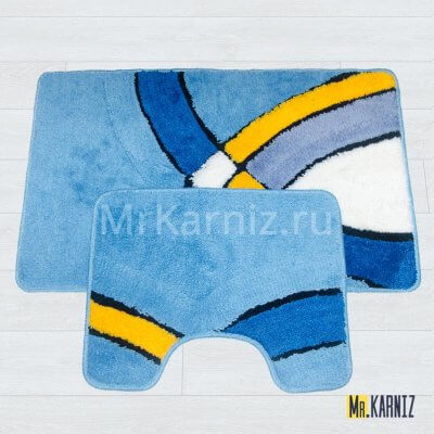 Комплект ковриков для ванной и туалета Мозаика синий