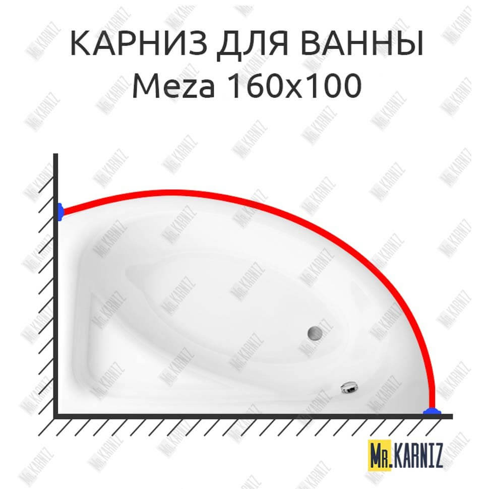 Карниз для ванны Cersanit Meza 160х100 (Усиленный 25 мм) MrKARNIZ