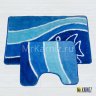 Комплект ковриков для ванной и туалета Рыба голубой фото 1