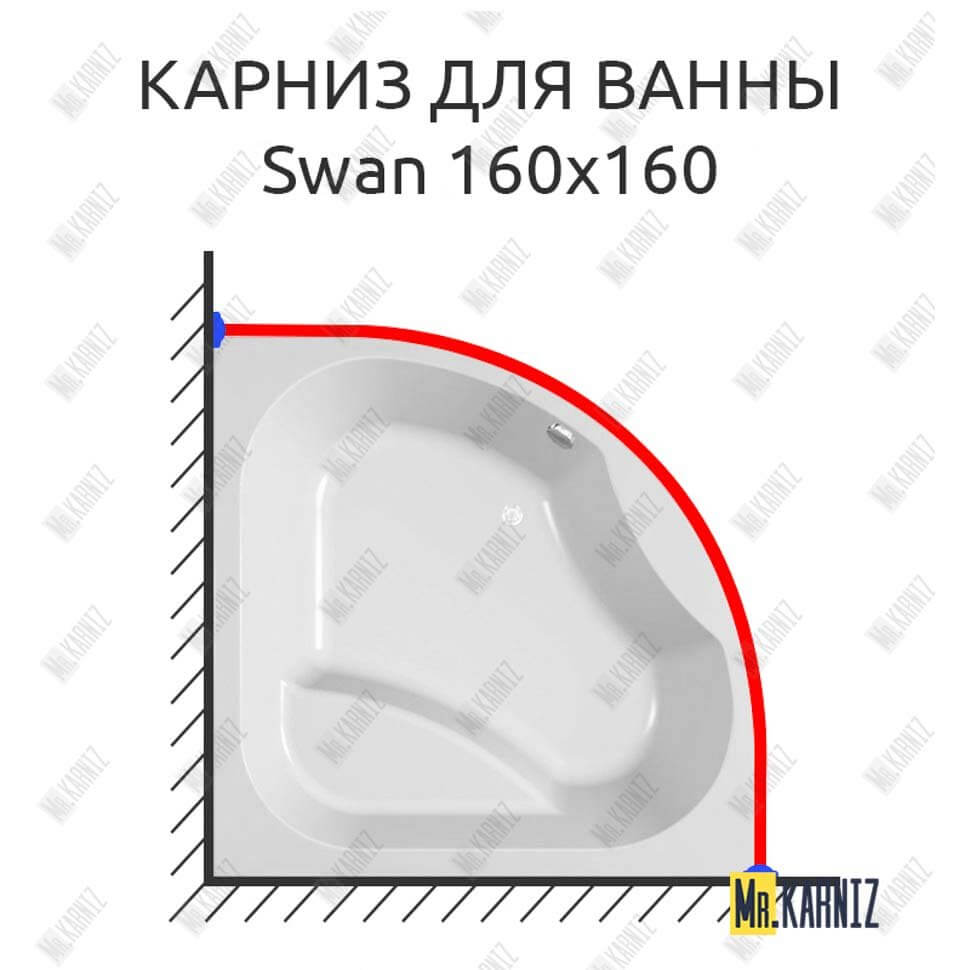 Карниз для ванны Kolpa-San Swan 160х160 (Усиленный 25 мм) MrKARNIZ