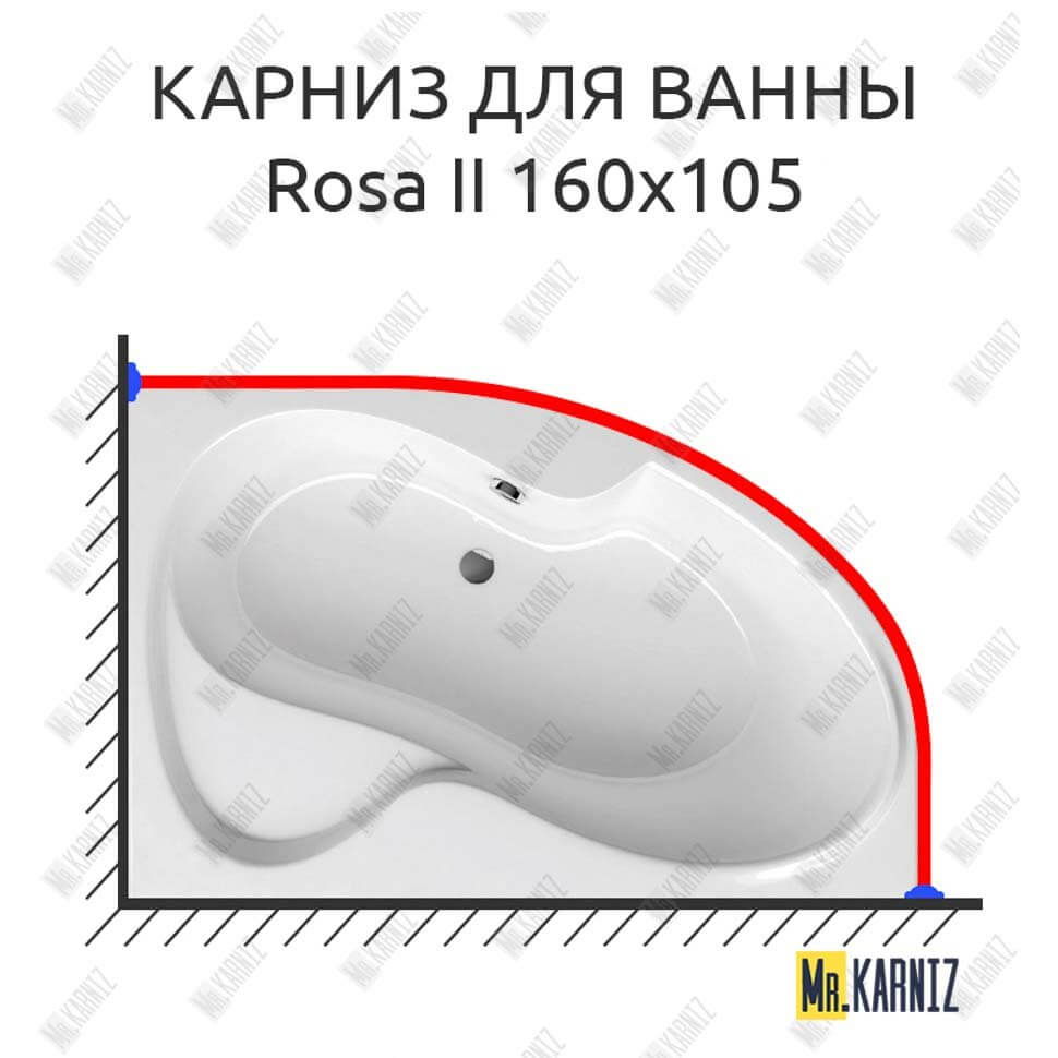 Карниз для ванны Ravak Rosa II 160х105 (Усиленный 25 мм) MrKARNIZ