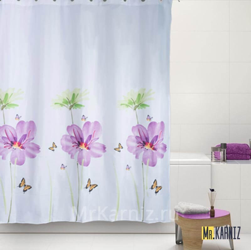 Штора для ванной Flowers фиолетовая