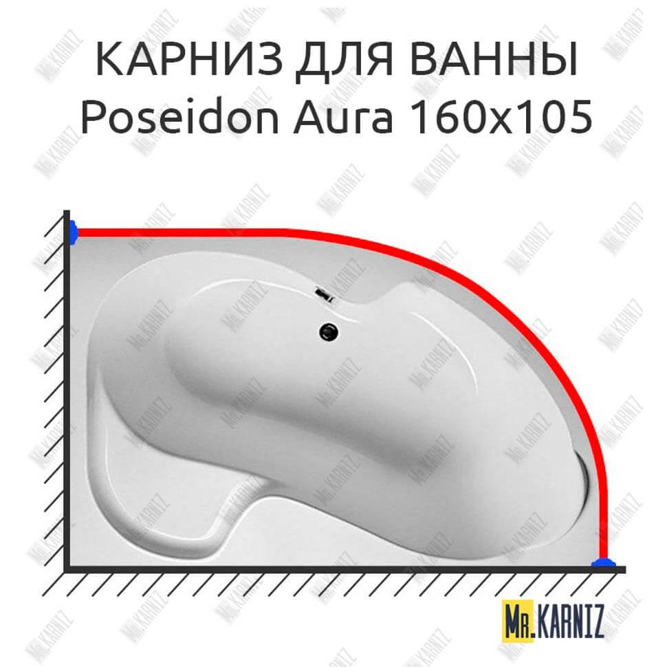 Карниз для ванны 1 MarKa Poseidon Aura 160х105 (Усиленный 25 мм) MrKARNIZ