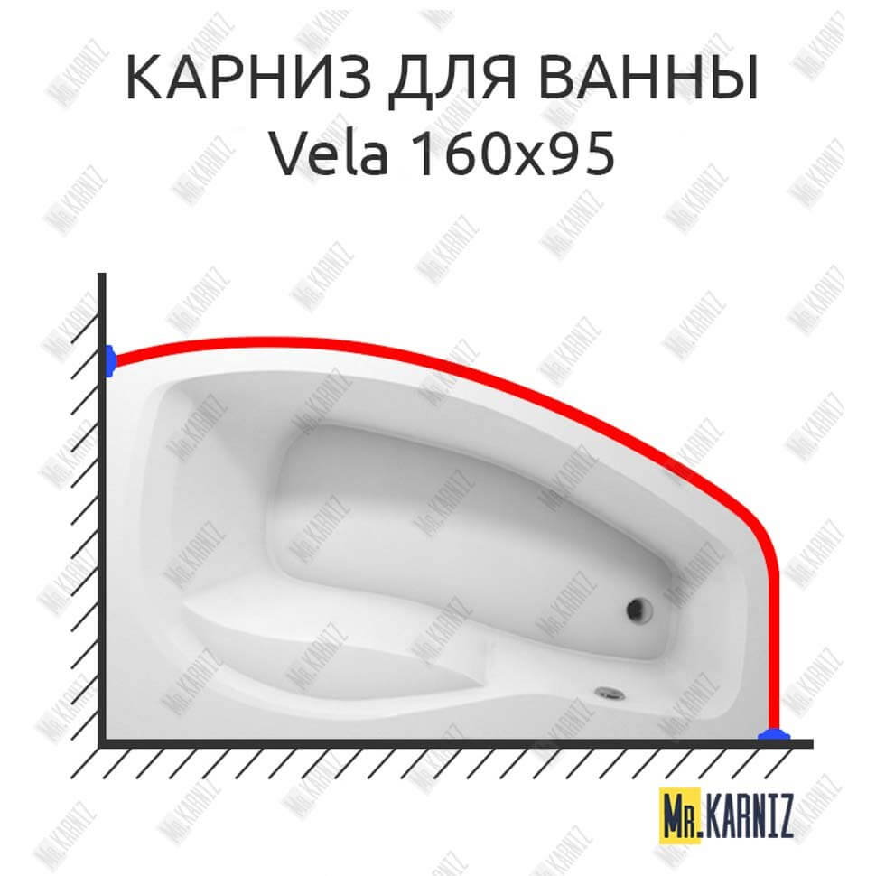 Карниз для ванны Polla Vela 160х95 (Усиленный 25 мм) MrKARNIZ