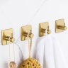Настенные крючки для ванной и кухни для полотенец Г-образные квадрат золото 3 шт фото 3
