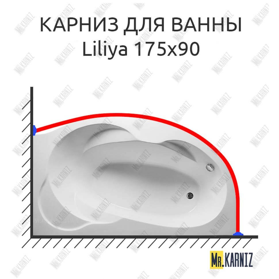 Карниз для ванны Relisan Liliya 175х90 (Усиленный 25 мм) MrKARNIZ